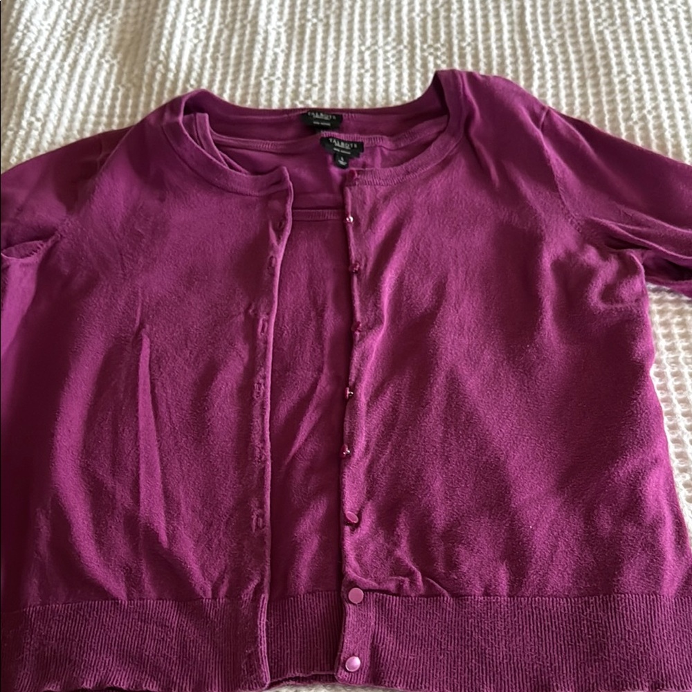 Talbots Purple Button-Up Cardigan Set - Picture 3 of 12